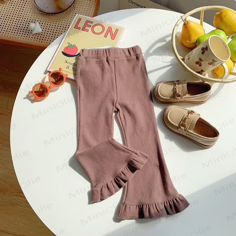 Toddler Solid Color Bell-bottomed Pants - Coffee - 10Y - image 10