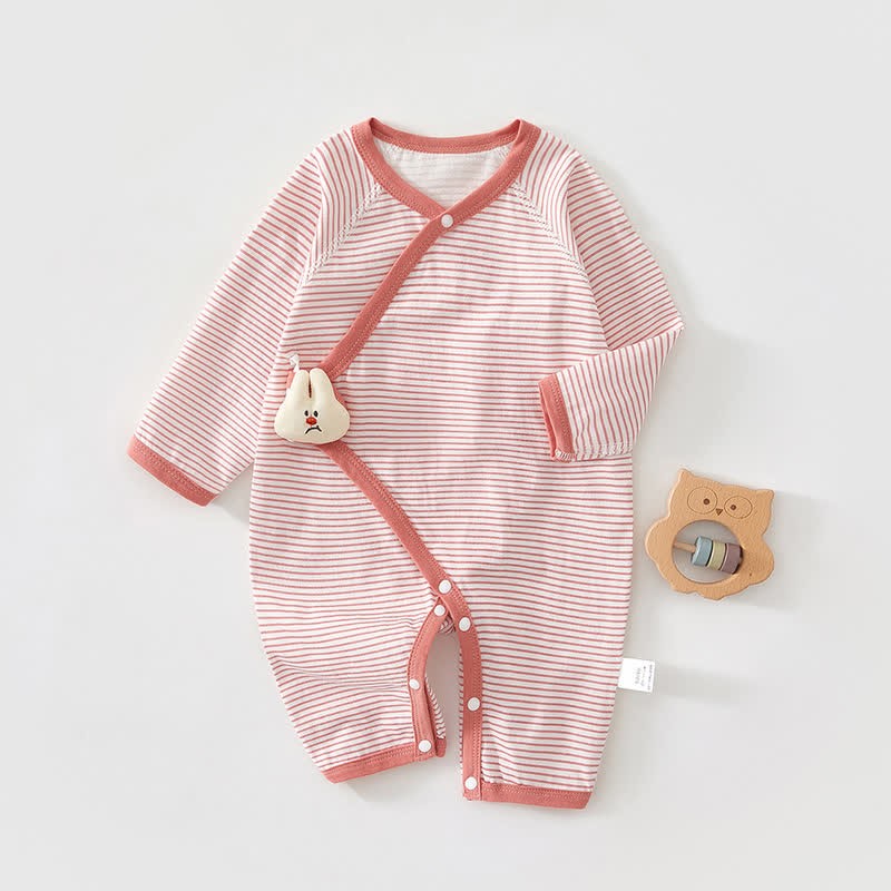 Baby 3d Animal Striped Kimono Romper - Pink - 3-6M - image 9