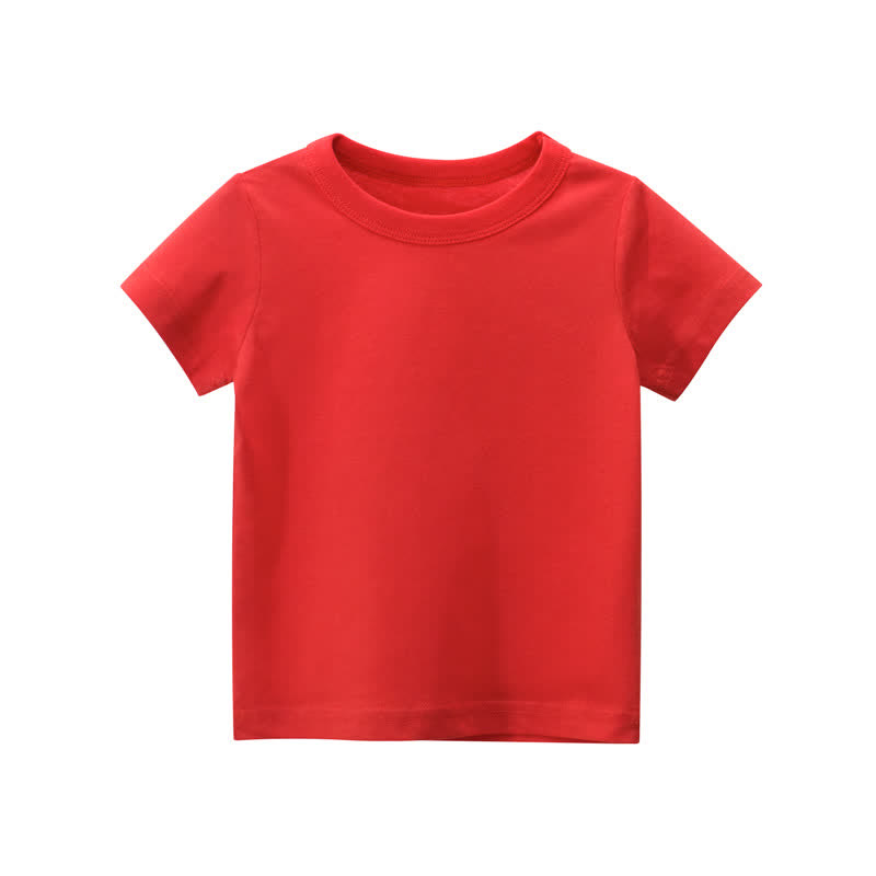 Kid Solid Color Simple T-Shirt - Red - 10Y - image 8