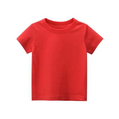 Kid Solid Color Simple T-Shirt - Red - 10Y - image 8