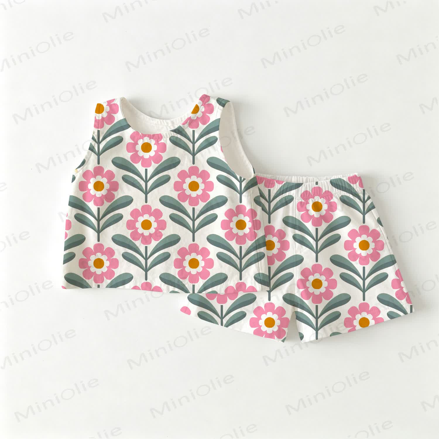 Baby Toddler Girls Floral Print Top and Shorts 2-piece Set - White - 3-4T - image 1
