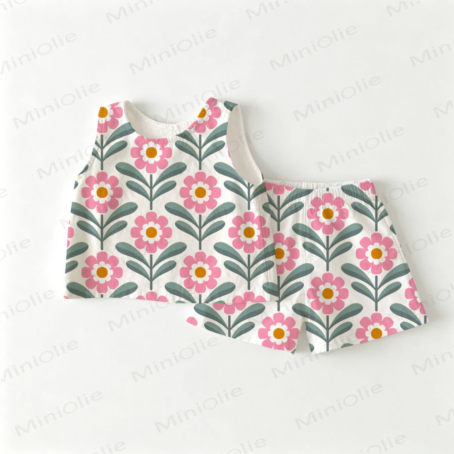 Baby Toddler Girls Floral Print Top and Shorts 2-piece Set - White - 3-4T - image 1