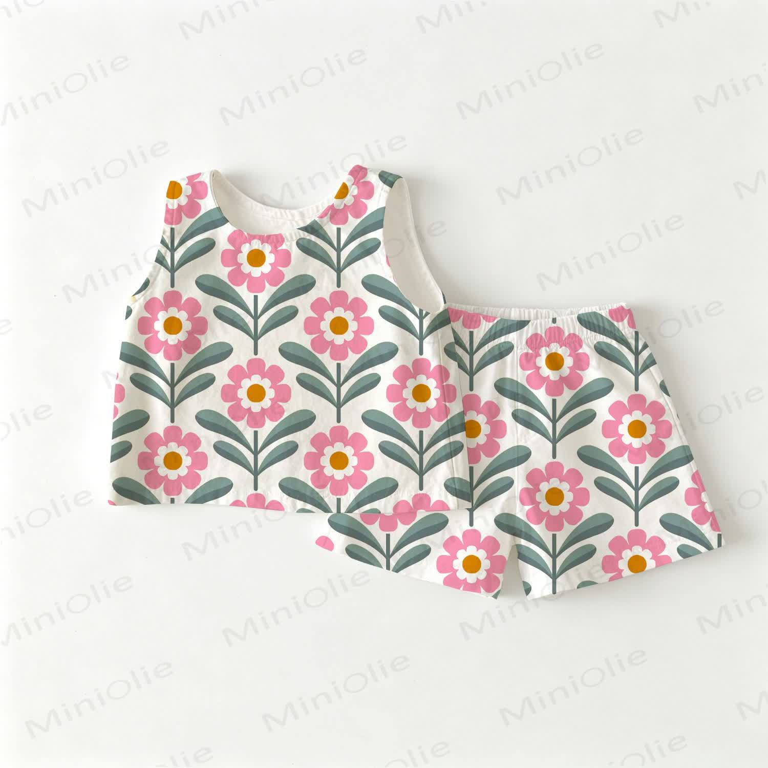 Baby Toddler Girls Floral Print Top and Shorts 2-piece Set - White - 3-4T - image 1
