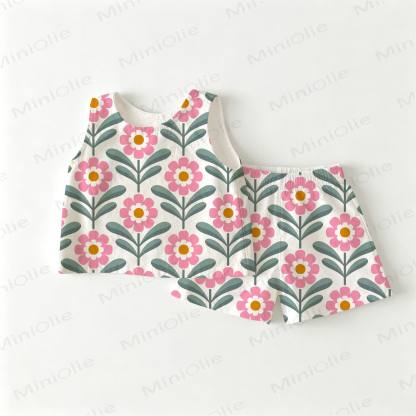 Baby Toddler Girls Floral Print Top and Shorts 2-piece Set - White - 3-4T - image 1