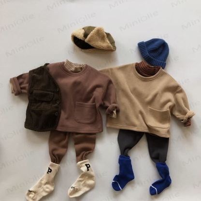 Toddler Solid Color Inner Fleece T-Shirt - image 9