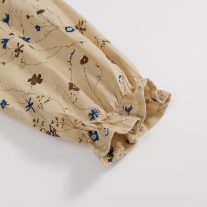 Toddler Vintage Flower Khaki Lapels Dress - image 7