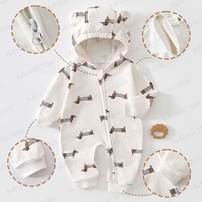 Baby Dinosaur Dachshund Moon Hooded Romper - image 3
