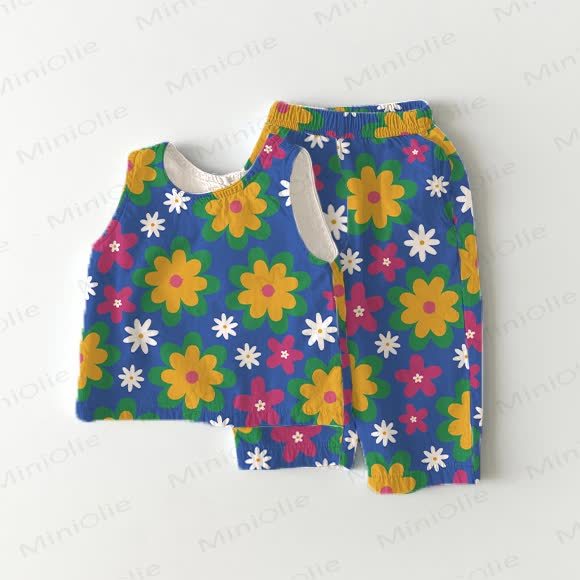 Baby Toddler Blue Daisy Sleeveless 2-piece Set - Blue - 5-7T - image 1
