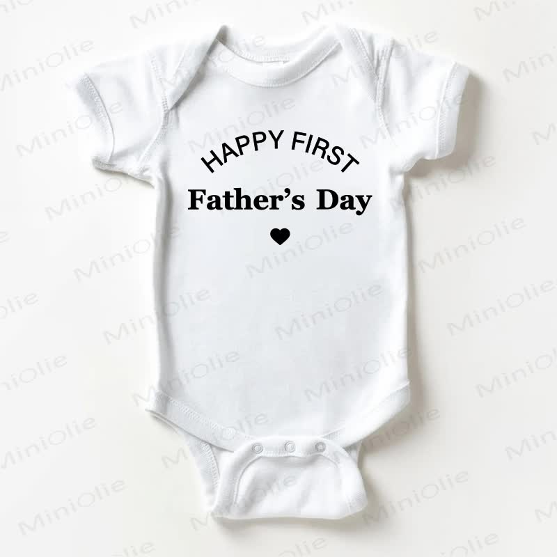 HAPPY FIRST FATHER'S DAY Baby Slogan White Bodysuit - White - 18-24M - image 1