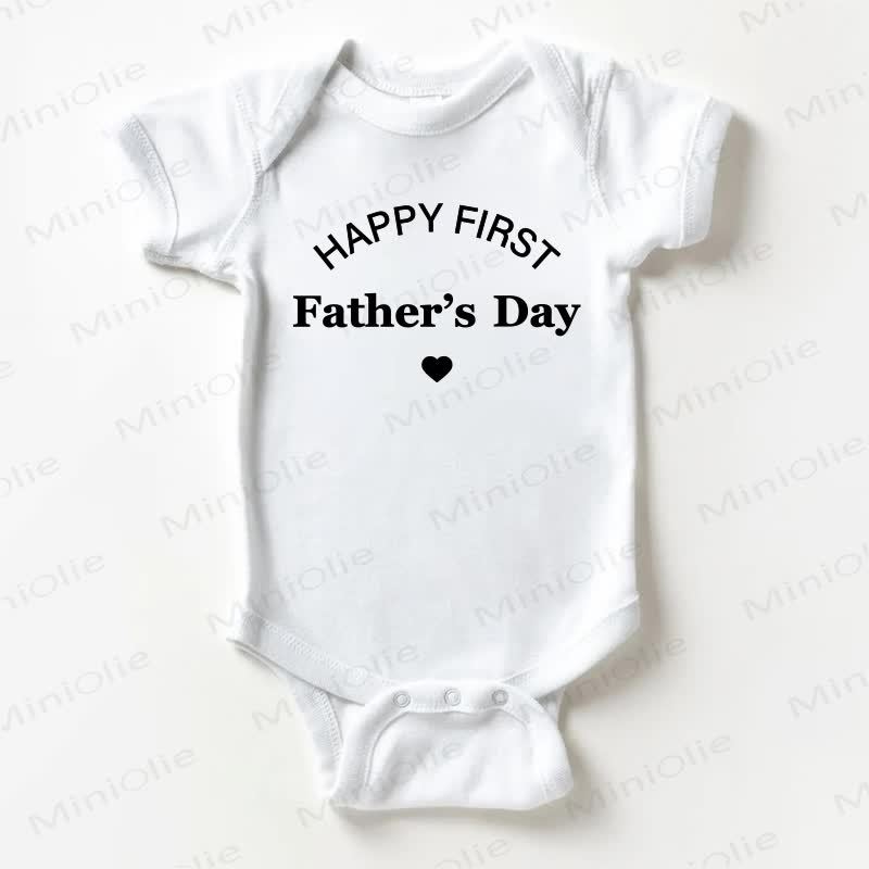 HAPPY FIRST FATHER'S DAY Baby Slogan White Bodysuit - White - 18-24M - image 1