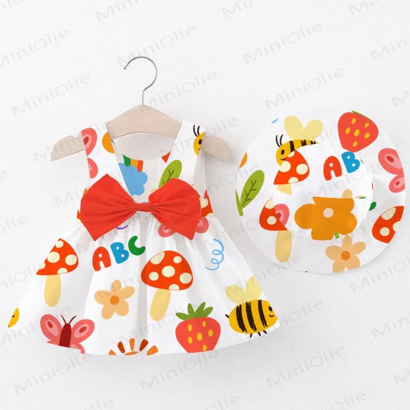 ABC Baby Floral and Butterfly Print Dress with Hat - White - 2-3T - image 1