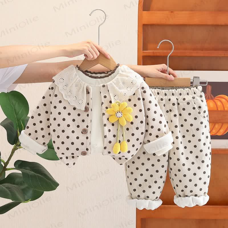 Baby Toddler Girl Flower Dot 2-piece Set - Beige - 4-5T - image 3
