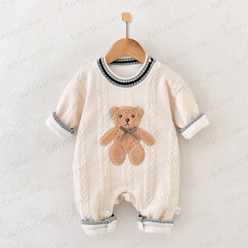  Baby Lovely Bow Bear Knitted Romper - image 2