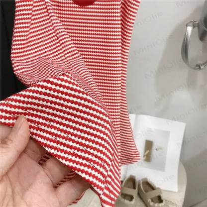 Toddler Red Bow Striped Suspenders Dress - image 8