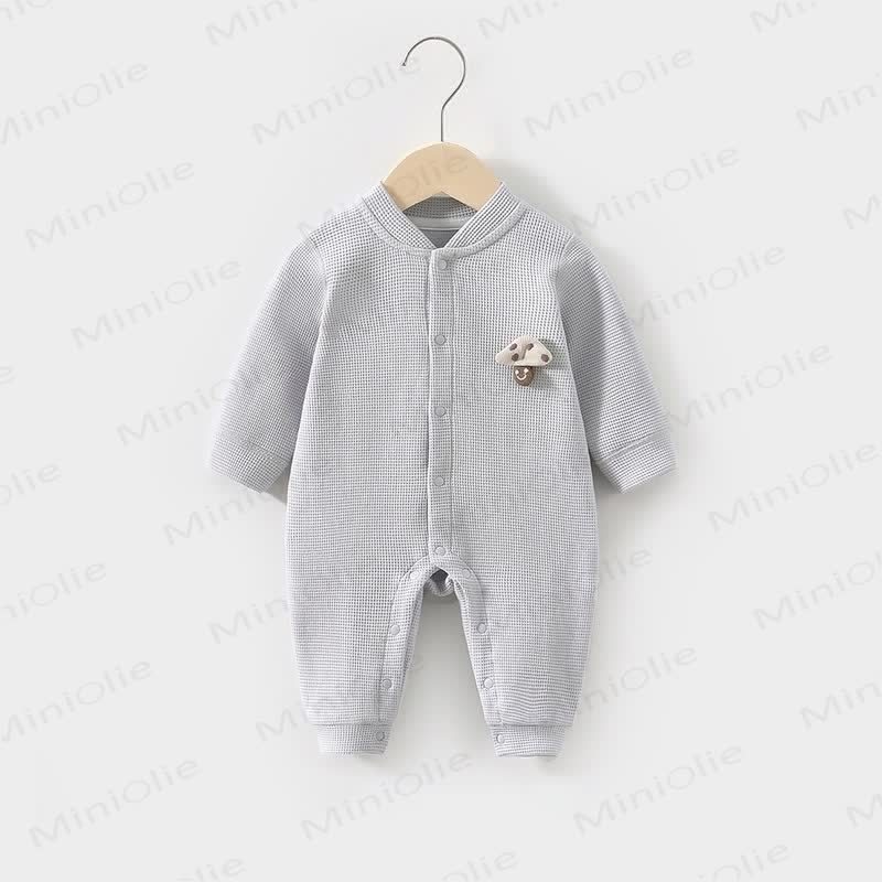 Baby Mushroom Patch Waffle Romper - Blue - 18-24M - image 3