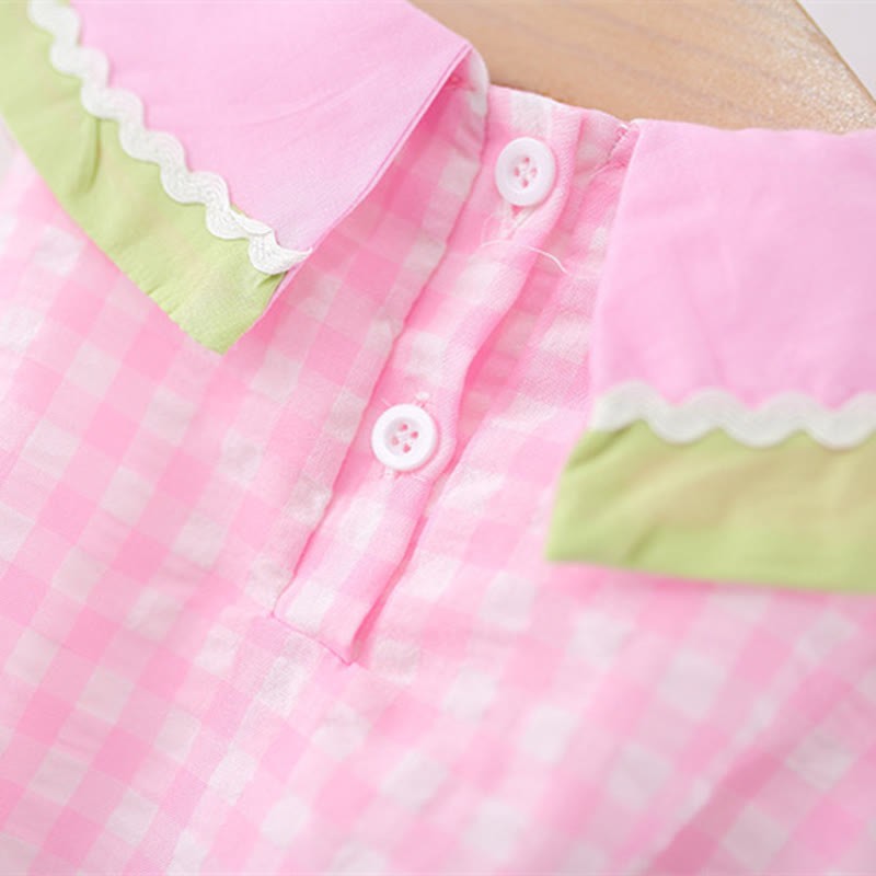 Baby Watermelon Plaid Sleeveless Lovely Dress - image 13