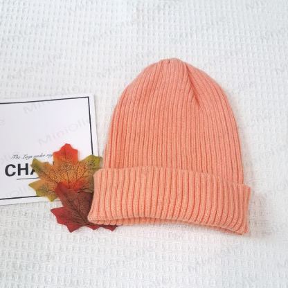 Baby Solid Color Simple Knitted Beanie - Orange - 12-24M - image 11