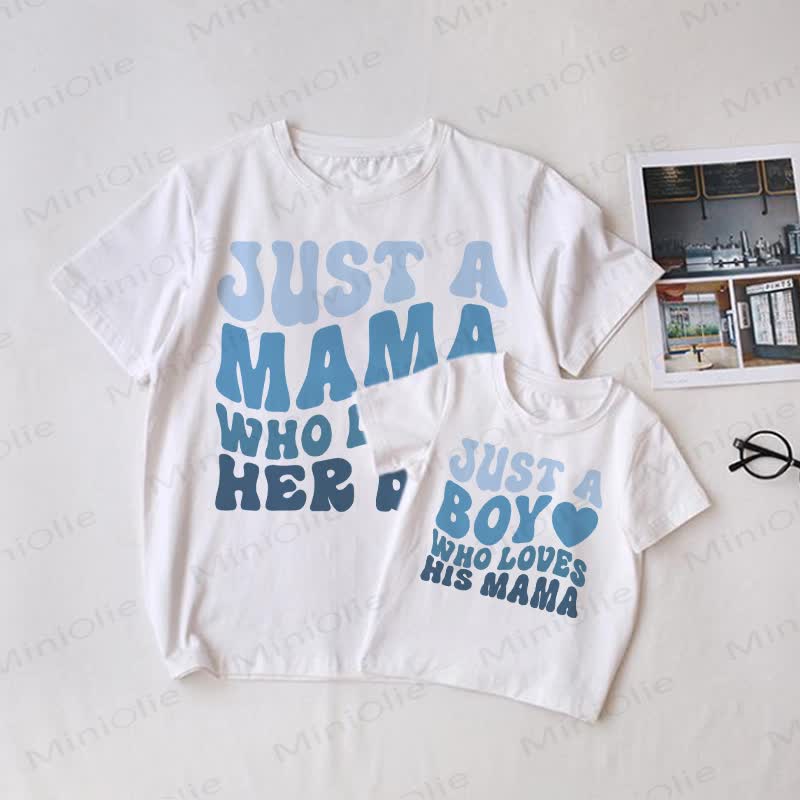 JUST A MAMA WHO LOVES HER BOY/JUST A BOY WHO LOVES HIS MAMA Baby White Family Matching T-shirt - White - Adult T-Shirt: XL - image 1