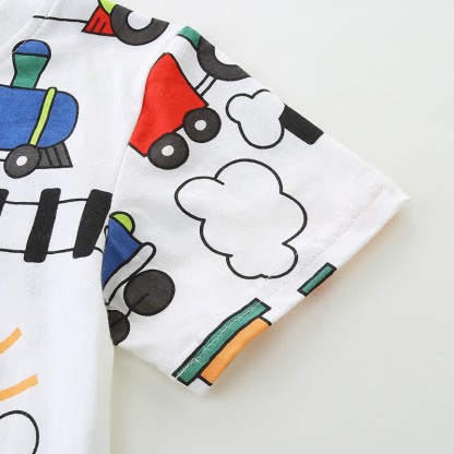 Baby Toddler Boy Cartoon Train White T-Shirt - image 5
