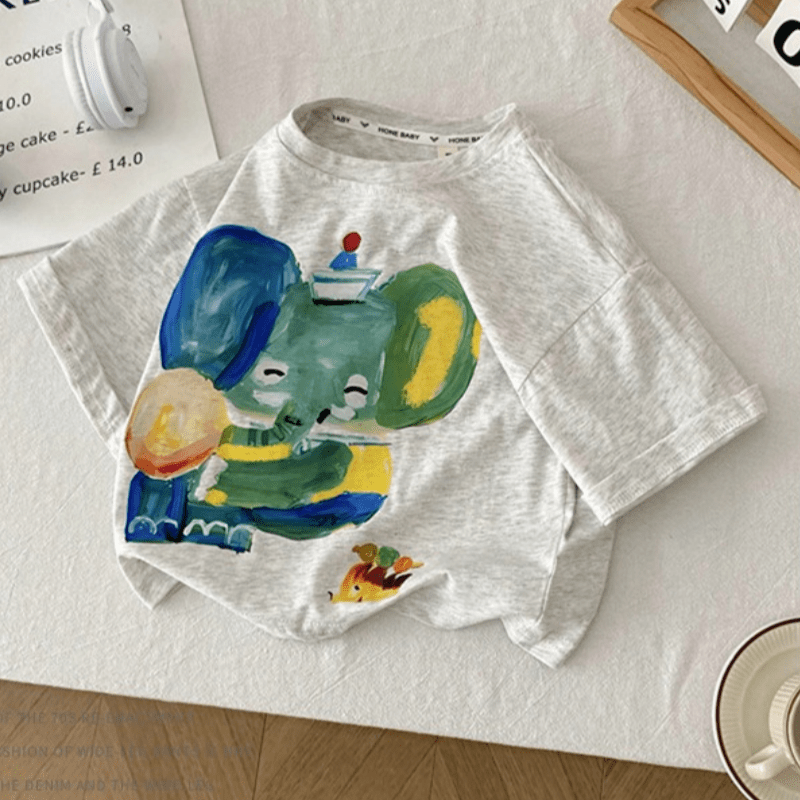 Kid Oil Paint Elephant Grey T-Shirt - image 3