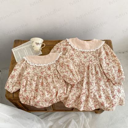 Baby Toddler Khaki Flower Lapels Bodysuit Dress - image 7