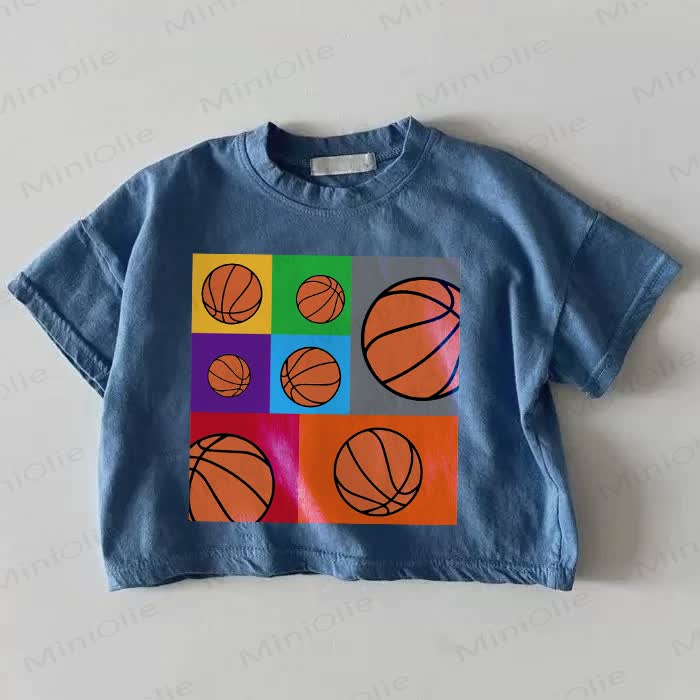 Baby Basketball Pattern Blue T-shirt - Blue - 18-24M - image 1