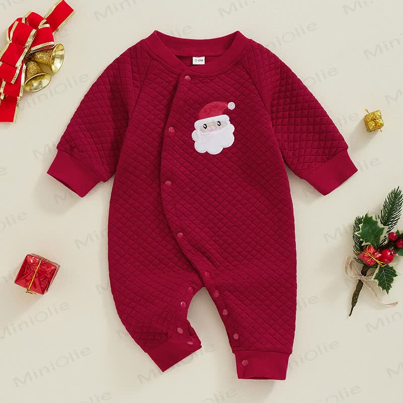 Baby Embroidered Christmas Pattern Romper - Red - 3-6M - image 3