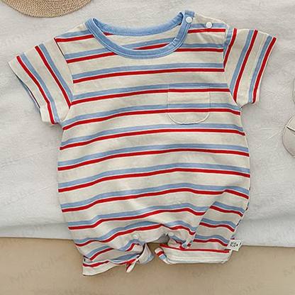 Baby White Striped Pocket Romper - image 7
