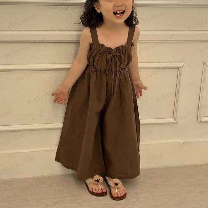 Toddler Solid Color Bow Vintage Overalls - Brown - 5-6T - image 5