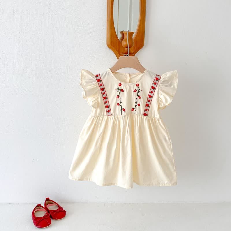 Toddler Embroidered Strawberry Ruffle Sleeves Dress - image 27