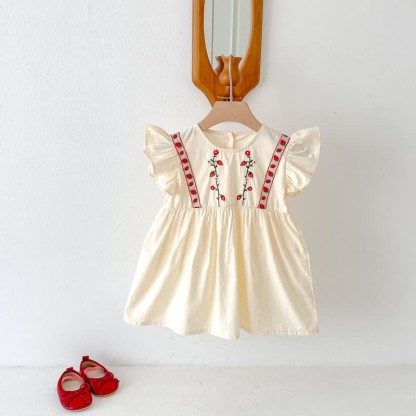 Toddler Embroidered Strawberry Ruffle Sleeves Dress - image 27