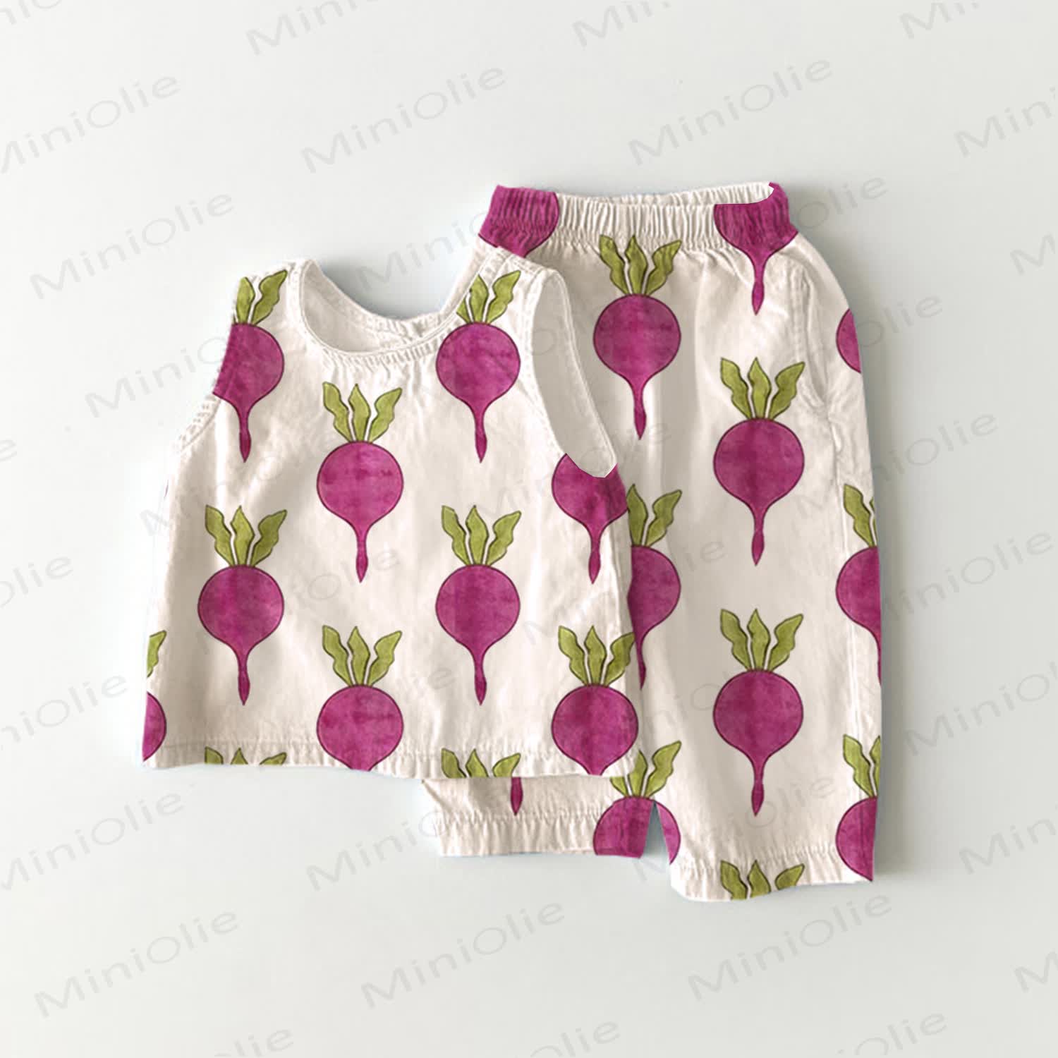Baby Toddler Beetroot Print 2-piece Sleeveless Set - White - 3-4T - image 1