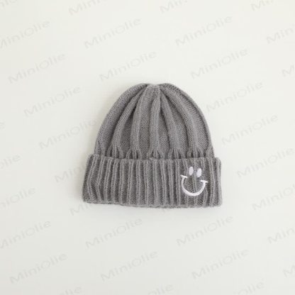Baby Embroidered Smile Knitted Beanie - Grey - 3-24M - image 16
