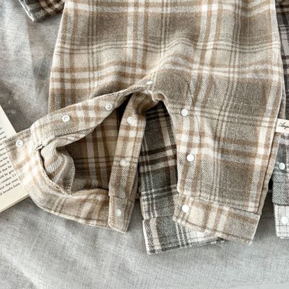 Baby Retro Plaid Lapel Romper/Bodysuit - image 14