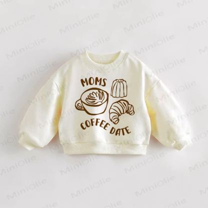 MOMS COFFEE DATE Baby Toddler Beige Sweatshirt - Cream - 3-5T - image 1