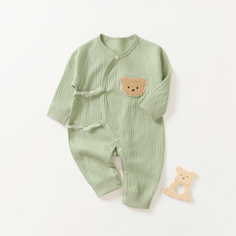 Baby Kimono Cute Plush Bear Romper - Green - 3-6M - image 2