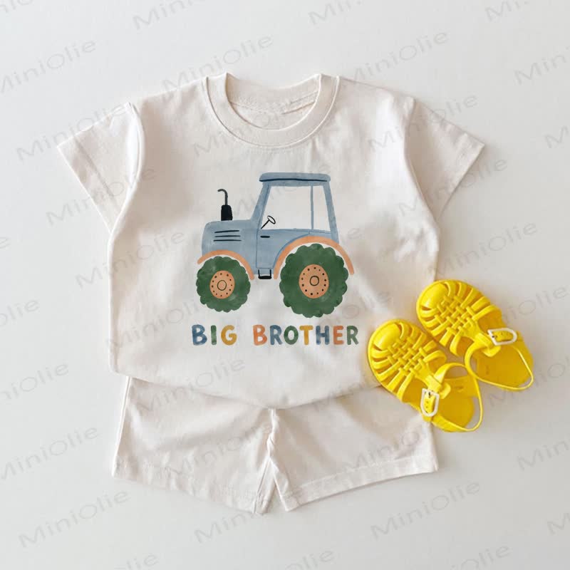 BIG BROTHER Baby Car Print Tee and Shorts 2-piece Set - White - 18-24M - image 1