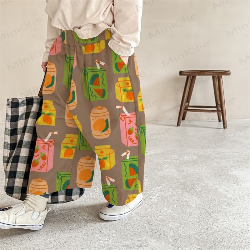 Baby Toddler Brown Beverage Print Pants - Brown - 2-3T - image 1