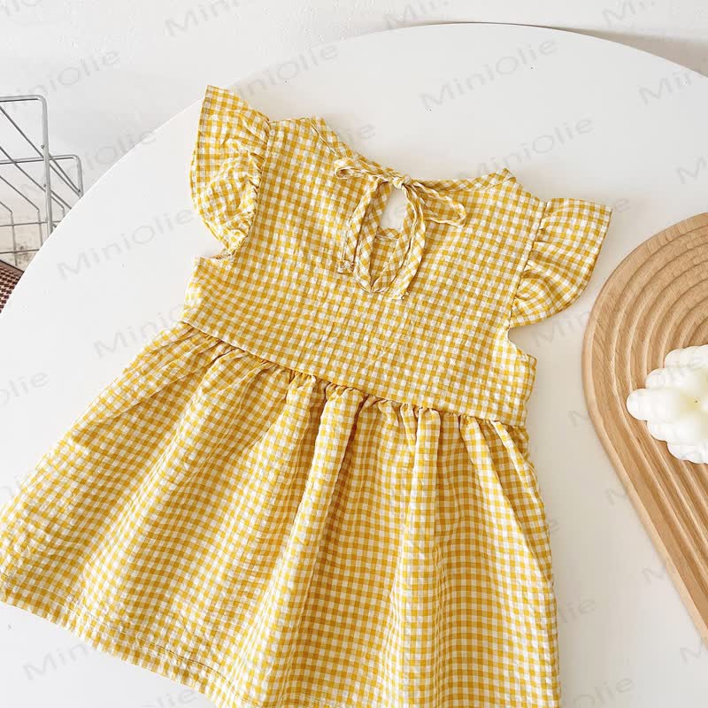 Baby Lovely Bow Plaid Ruffled Dress - image 13
