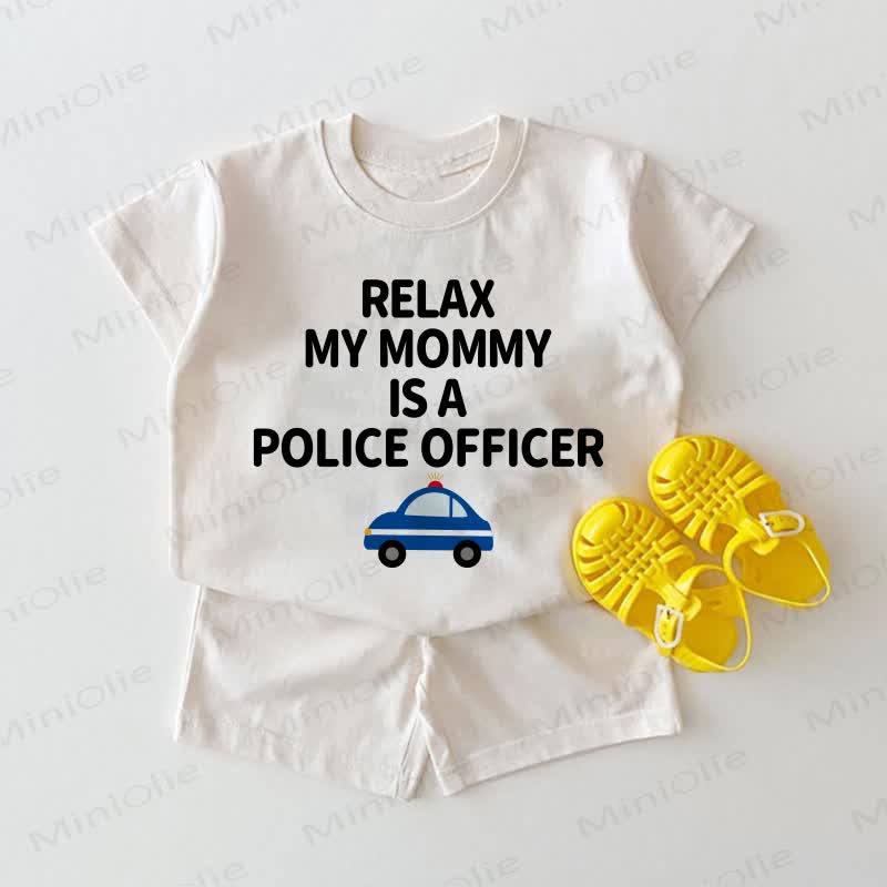 RELAX MY MOMMY IS A POLICE OFFICER Baby White 2-piece Set - White - 18-24M - image 1