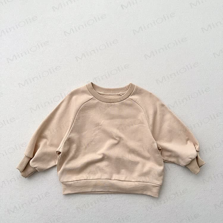 Toddler Solid Color Round Collar Casual Sweatshirt  - Beige - 7-9T - image 9