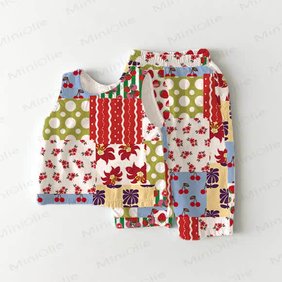 Toddler Various Elements Plaid 2-piece Sleeveless Set - White - 5-7T - image 1