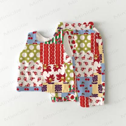 Toddler Various Elements Plaid 2-piece Sleeveless Set - White - 5-7T - image 1