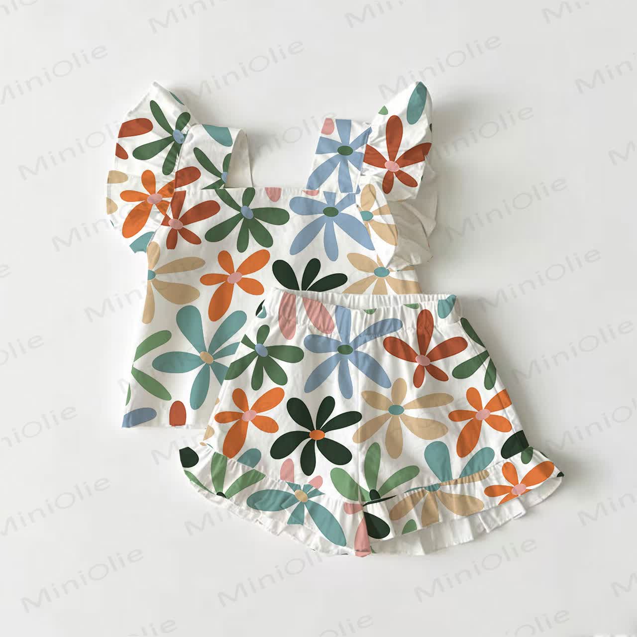 Baby Toddler Daisy Print White Top and Shorts 2-piece Set - White - 3-4T - image 1