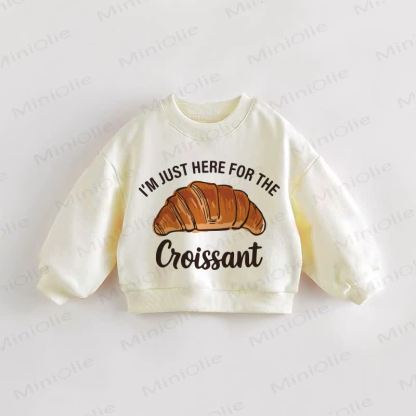 I'M JUST HERE FOR THE CROISSANT Baby Toddler Cream Sweatshirt - Cream - 3-5T - image 1