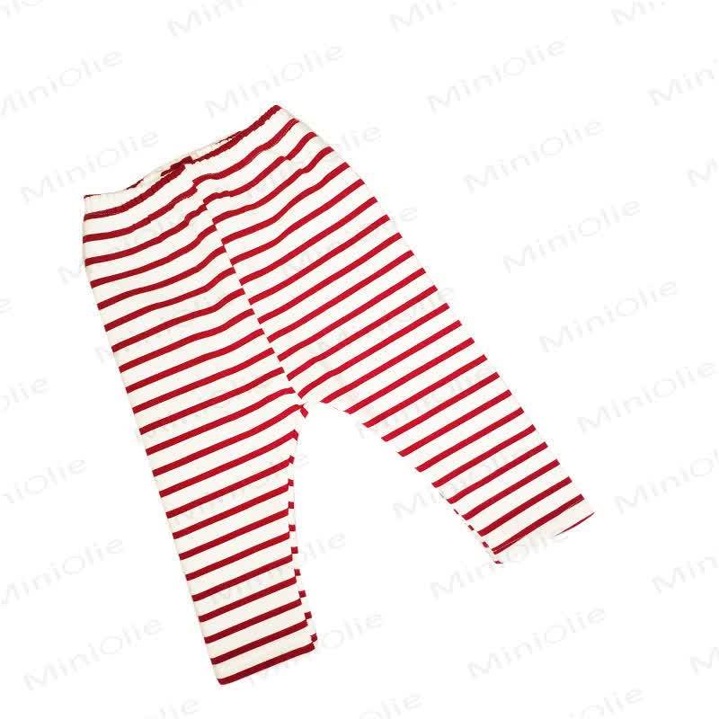 Baby Fleece Lined Striped Leggings - Red - 2-3T - image 3