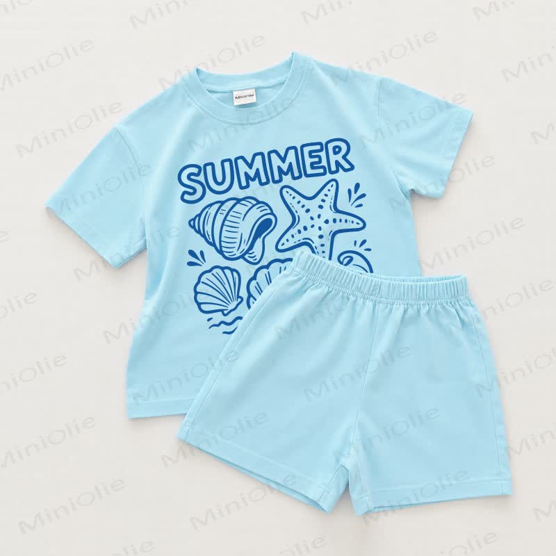 SUMMER Baby Blue Short-Sleeve 2-piece Set - Blue - 18-24M - image 1