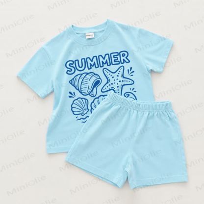 SUMMER Baby Blue Short-Sleeve 2-piece Set - Blue - 18-24M - image 1
