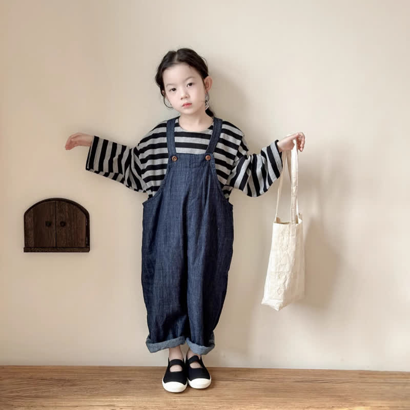 Toddler Denim Solid Color Overalls - image 2