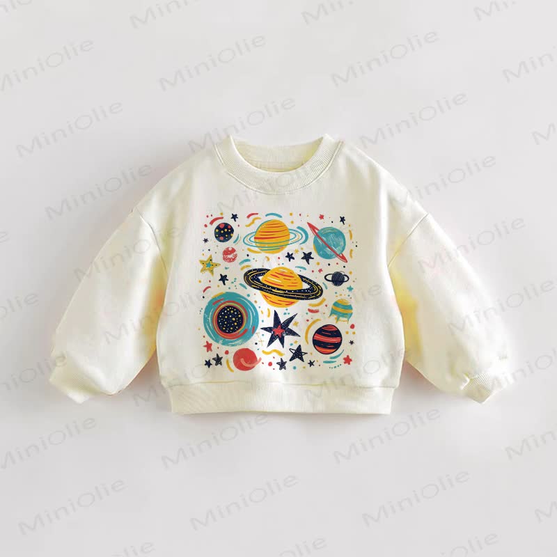 Baby Toddler Space Print Sweatshirt - Cream - 3-5T - image 1